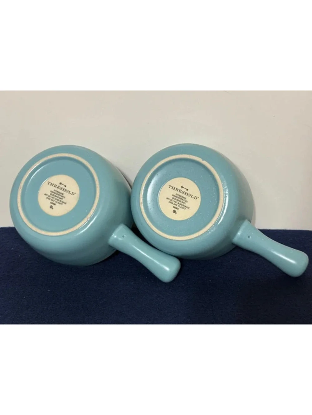 Pair of ceramic soup bowls with handles
